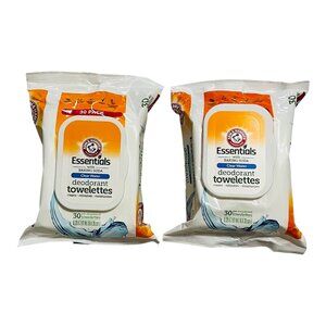 Arm&Hammer Essentials Deodorant Cleaning Wipes Towelettes Clear Water 2pk 30ea